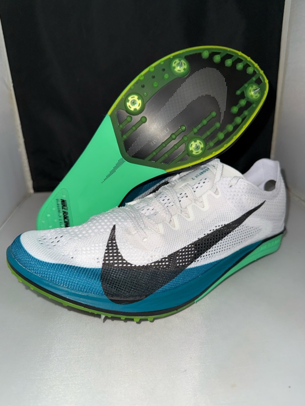Nike ZoomX Dragonfly 2 Elite White Black Spruce Track Spikes FZ9315-102 Men